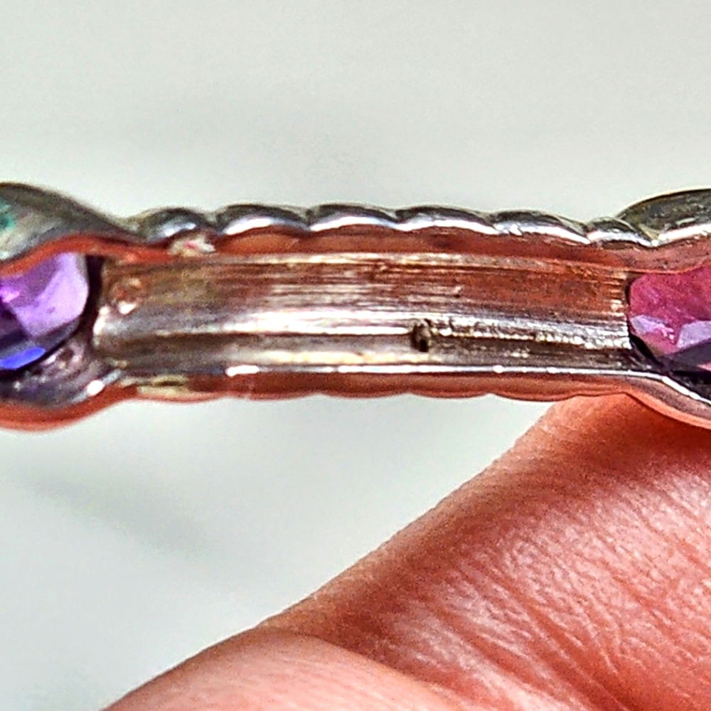 Purple stones cuff two tone bangle
